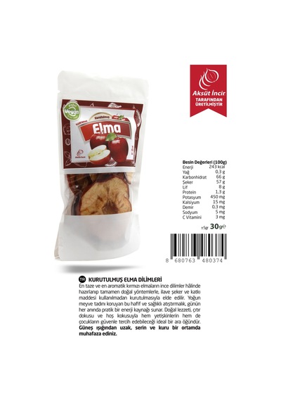 Kurutulmuş Elma Dilimleri 30 G
