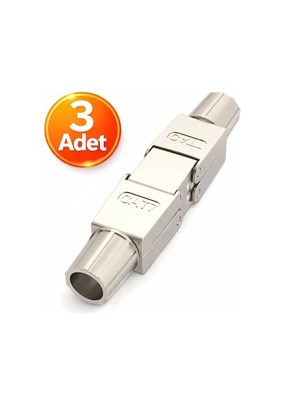 3 Adet - Cat7 Cat6 Cat6a Rj45 Kablo Birleştirici Ağ Kablosu Uzatma Aparatı - Metal