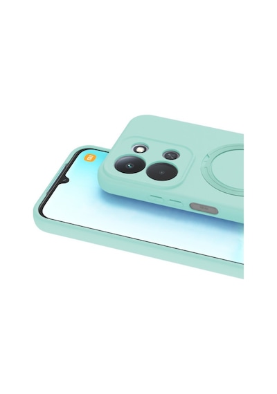 Xiaomi Redmi 15c 4g Kılıf M-safe Şarj Uyumlu Silikon Standlı Regal Kapak Su Yeşili