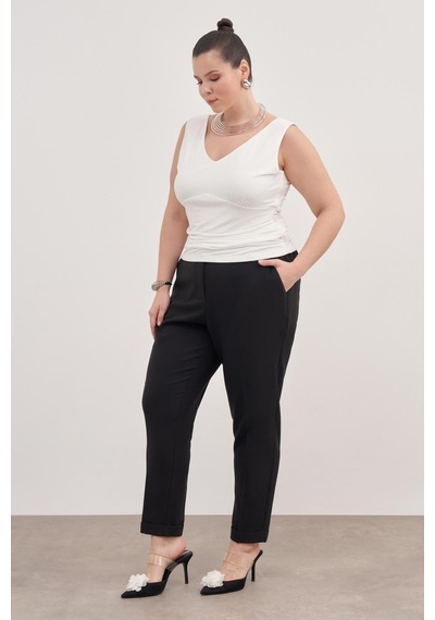 Myline Drape Detaylı Bluz-3350 Beyaz