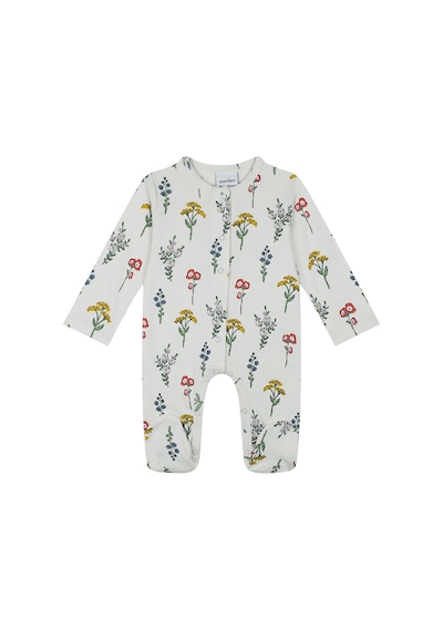 Antebies Organik Bej Çıtçıtlı Uzun Kollu Kız Bebek Patikli Tulum Çok Renkli