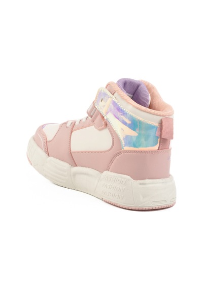 Pudra Cırtlı Bilek Boy Kız Çocuk Sneaker King Uzun F Pudra