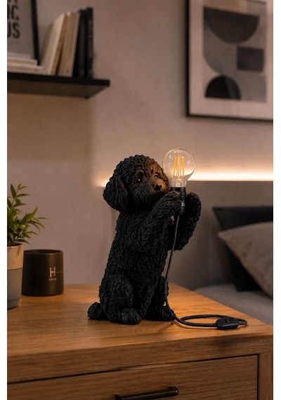3d Baskı Köpek Masa Lambası Modern Dekoratif Aydınlatma Ürünü Siyah