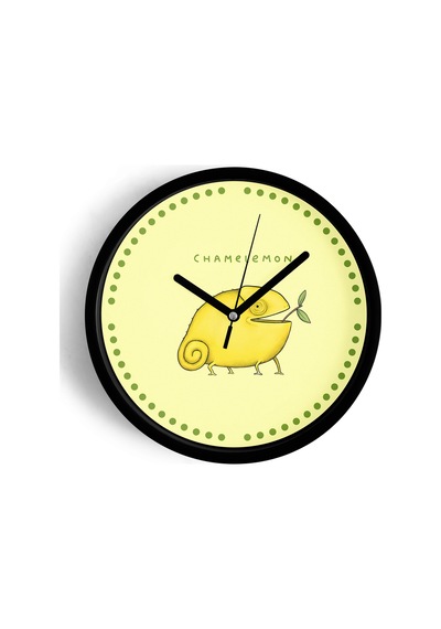 Sevimli Limon Bukalemun Modern Duvar Saati - 30cm - Önü Camlı Siyah Kasa - Sessiz Mekanizma-jh0197 Siyah