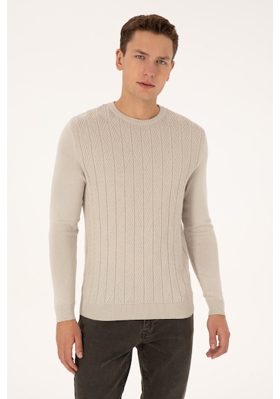 U.S. Polo Assn. Erkek Slim Fit Bisiklet Yaka Taş Kazak 50308323-VR049