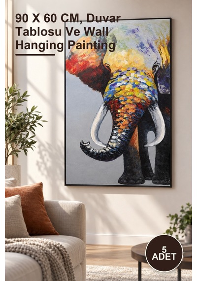 5 Adet Duvara Asmalı Yağlı Boya Pano 90 X 60 Cm, Duvar Tablosu Ve Wall Hanging Painting