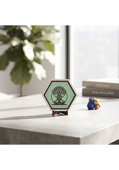Yoga Ve Zen Ruhunu Yansıtan Hayat Ağacı Masaüstü Süsü Ev Ve Ofisiniz İçin Estetik Ve Huzur Veren Parça 10x10 Cm, Açık Yeşil