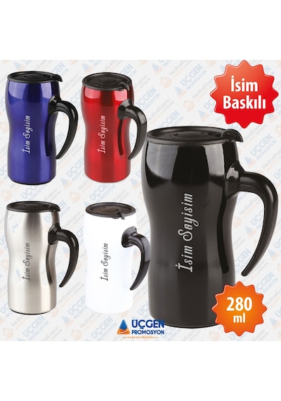 280 ML Kulplu İsim Baskılı Termos Bardak 3503 Beyaz
