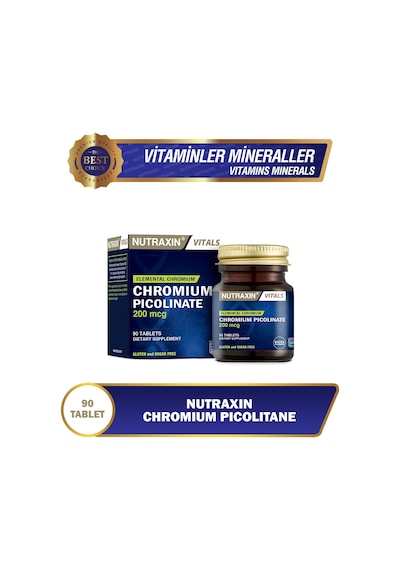 Nutraxin Vitals Chromum Picolinate 200 Mcg 90 Tablet Takviye Edici Gıda Sku: Smg8690010388063