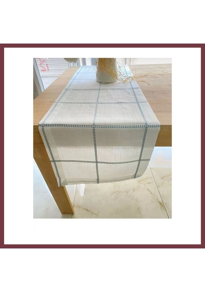 Storeşahin Masa Üzerine Runner, Masa Örtüsü Runneri Tek Runner Belena 30/130 Cm Mavi Çizgili Shn0720