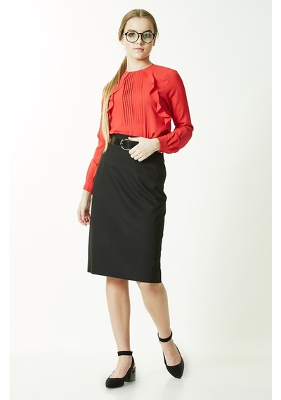 Sorallinekadın Etek Büyük Beden 747 Siyah Siyah