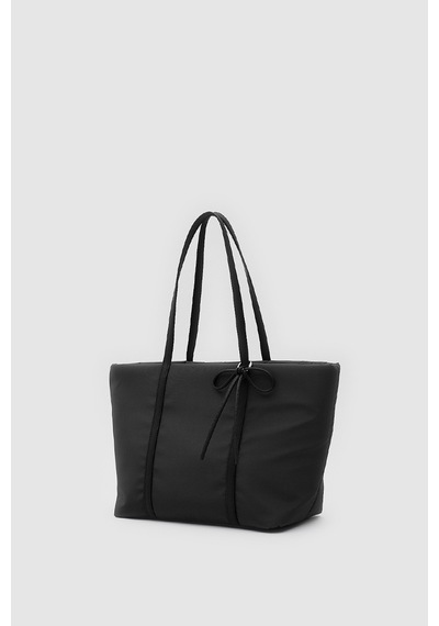 Shule Bags Jersey Fiyonklu Omuz Çantası Siyah