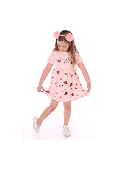 Toontoy Kids Toontoy Kız Bebek Ladybug Girl Uğur Böcek Baskılı Elbise Açık Lila