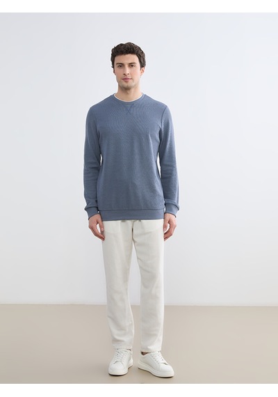 Lcwaıkıkı Classic İndigo Bisiklet Yaka Erkek Sweatshirt