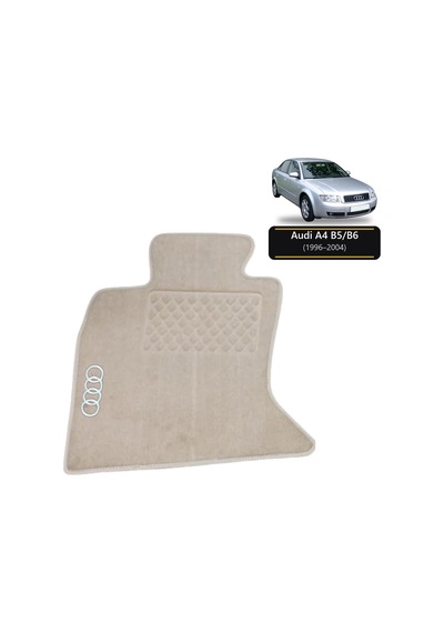 Oto Halı Paspas Seti Audi A4 B5/b6 1996 2004 Uyumlu - Bej Logolu Kaymaz & Şık Tasarım