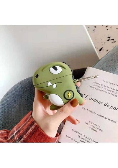 Apple Uyumlu iPhone 1/2. Nesil  Koruyucu Bluetooth Kulaklık Kılıfı Dino Figürlü Dino Airpods 1/2. Nesil