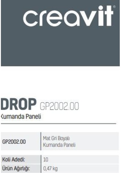 Creavit Gp2002.00 Mat Gri Boyalı Kumanda Paneli