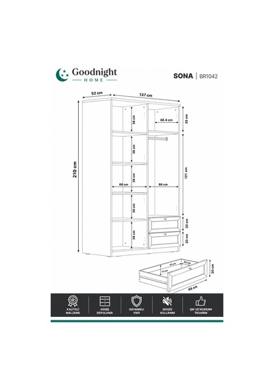 Home Sona 4 Kapaklı Gardırop 137x210x52 Cm Çok Renkli - 912278450 Çok Renkli Home Sona 4 Kapaklı Gardırop 137x210x52 Cm Çok Renkli - 912278450 Çok Renkli