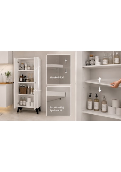 Meltem No.2 Çok Amaçlı Banyo Dolabı Ayarlanabilir Raflı Kapaklı Havlu Ve Temizlik Dolabı Beyaz Meltem No.2 Çok Amaçlı Banyo Dolabı Ayarlanabilir Raflı Kapaklı Havlu Ve Temizlik Dolabı Beyaz