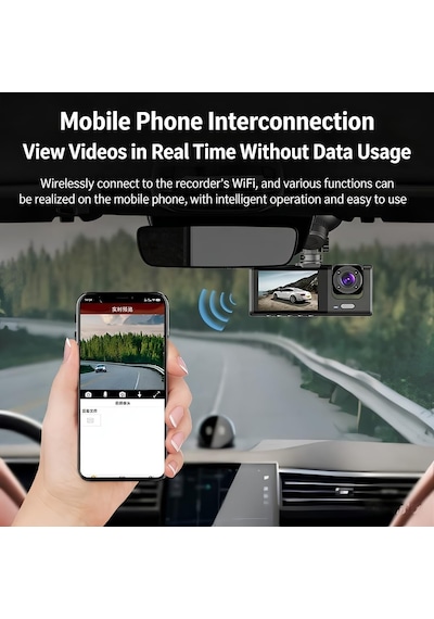 Hasuba 3 Kameralı Araç İçi Kamera 1296p Superhd - 170 Ön, 120 Kabin İçi Ve Arka Geri Vites Kamerası, Wifi Bağlantılı Mobil Uygulama Desteği, Gece Görüşlü, Döngüsel Kayıt Ve G-sensörlü 362