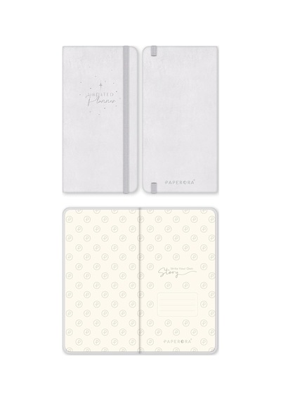 Charmlı Süresiz Haftalık Planlayıcı Cep Ajanda 9x17 Cm Metalik Gümüş Çok Renkli