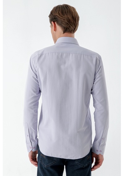 Morven Erkek Lila Dobby Armür Slim Fit Gömlek 23mc004145350 Lila