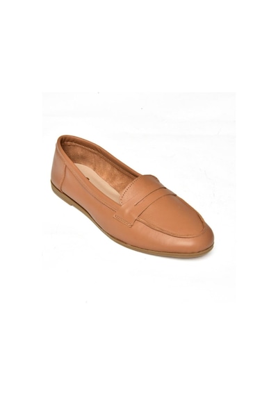 Fox Shoes S291070003 Taba Hakiki Deri Düz Babet Taba