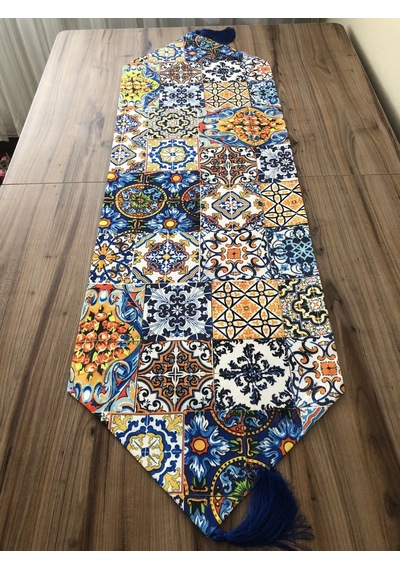 Majolika Fayans Desenli Runner Çok Renkli