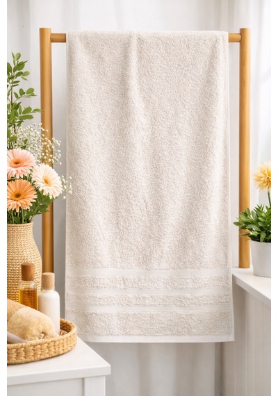 100% Pamuk 50 Cm X 90 Cm Armürlü Havlu Bej