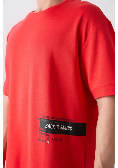 Tommy Life Fiesta Pamuklu Kalın Yumuşak Dokulu Oversize Fit Baskılı Erkek T-shirt - 88322 001