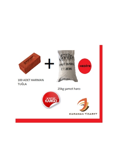Fırın Tuğlası 100 Adet -Şamot Harcı Hediyeli