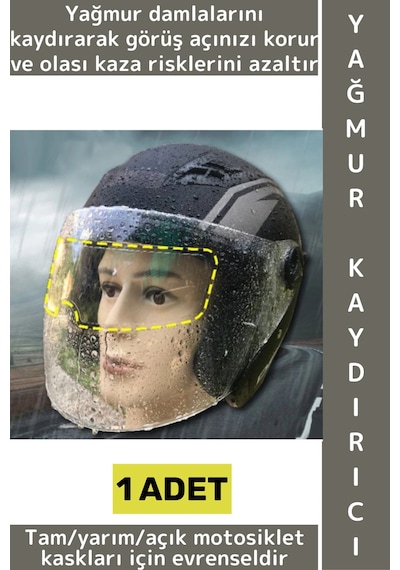 Motoraksesuar Universal Açık Tam Yarım Motor Kaskı Uyumlu Görüş Açısı Koruyucu Yağmur Kaydırıcı