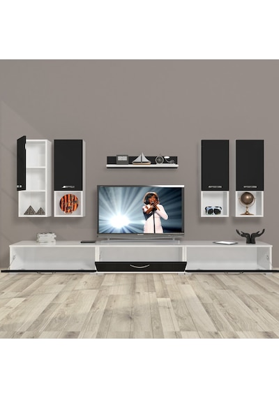 Decoraktiv Eko 8da Mdf Tv Ünitesi Tv Sehpası Beyaz - Siyah