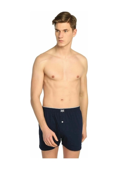 Tutku 3 Lü Erkek Penye Düğmeli Boxer - Lacivert - S-1 001