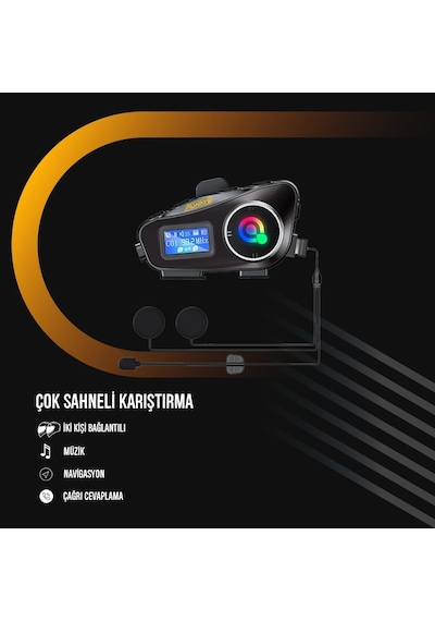 2 Adet Q58 Max 500m Telsiz Mesafeli Motosiklet Kaskı İnterkom Çift Sürücü İletişimi Mp3 Fm Rady Standart