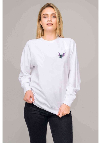 Pokemon Avengermon Golbat Baskılı Beyaz Kadın Sweatshirt