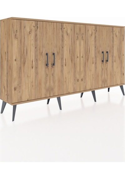 Arges Konsol 4 Raflı 4 Kapaklı 176x30x99 Çam-çam/antrasit Atlas Çam/antrasıt - Atlas Çam