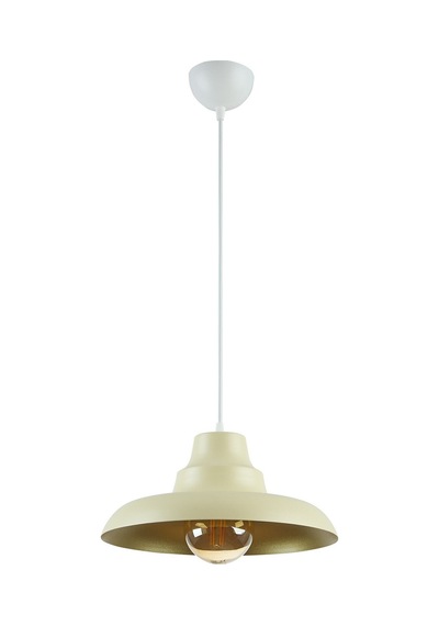 Carmen Özel Tasarım 30 Cm Çap Modern Salon - Mutfak - Cafe Krem Içi Gold Tekli Sarkıt Avize Krem Gold Krem Gold