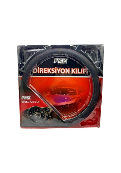 Direksiyon Kılıfı Siyah-kırmızı Dikişli Suni Deri 38 Cm