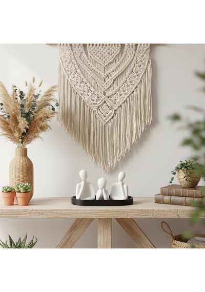 Bernami Mumluk Şamdanpinterest 4 Lü Düşünen Aile Dekoratif Obje Seti Siyah-beyaz Diğer