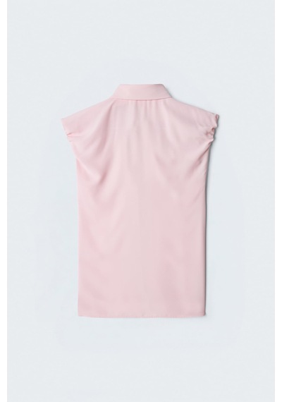 Sateen Kol Detaylı Gömlek - Pembe-137578