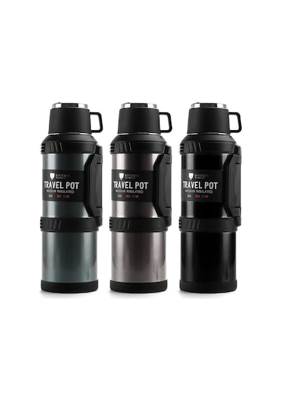 4 Litre Paslanmaz Çelik Vacuum Termos 48 Saat Sıcak Soğuk Dağcı Termos Aile Boyu Siyah