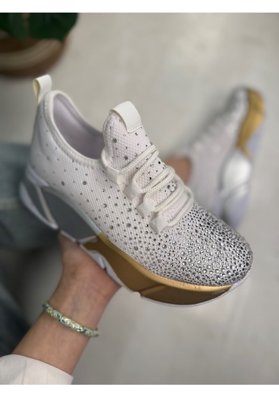 Günlük Kadın Spor Ayakkabı Taşlı Bağcıklı Hafif Kalın Yüksek Renkli Taban Yürüyüş Sneaker 403 Beyaz Günlük Kadın Spor Ayakkabı Taşlı Bağcıklı Hafif Kalın Yüksek Renkli Taban Yürüyüş Sneaker 403 Beyaz