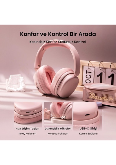 Aula G7 Pro Tri Mode Kablosuz Rgb Gaming Mikrofonlu Oyuncu Kulaklığı 7.1 Surround Ses 40mm Driver Düşük Gecikme E-spor Kulaklık Pembe