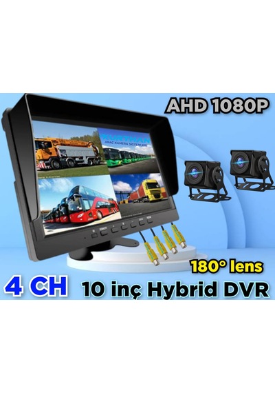 2 Ad180 Derece Geniş Açı Ahd Kamera 10'' Dvr Monitör Set 12 Volt