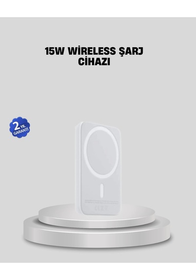 Mey İthalat 15w Araç Telefon Tutucu Kablosuz Hızlı Şarj Özellikli Beyaz