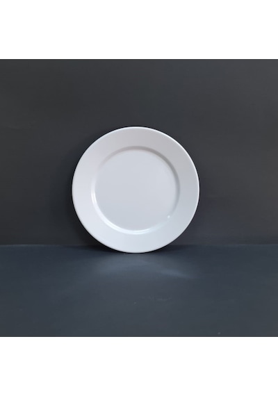 6 Adet Kırılmaz Melamin Çizgi Tatlı & Yemek Servis Tabağı 21 Cm - Beyaz Beyaz
