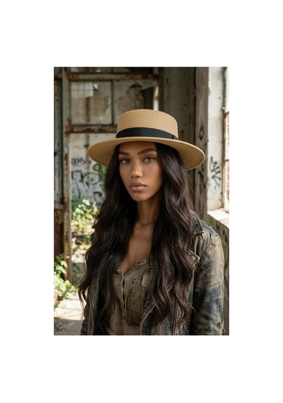 Gigi Luxe Kadın Lüks Hasır Gondol Model Plaj Şapkası Camel Camel