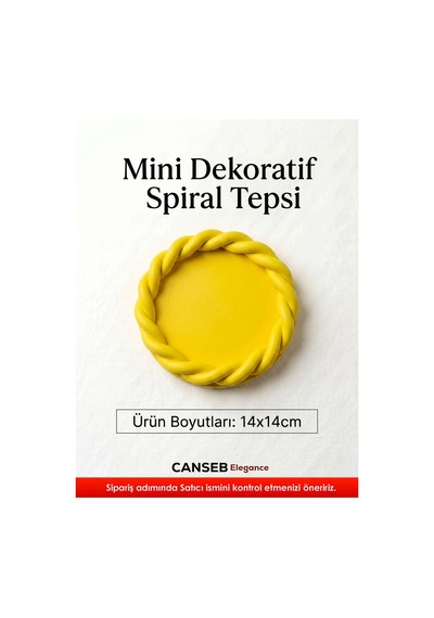 14x14cm - Premium - Limon Sarısı - Dekoratif Sarmal Tepsi - El Boyaması İşçilik 14x14cm Ebat