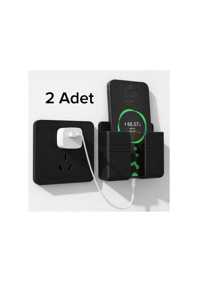 2 Adet Yapışkanlı, Kumanda-telefon Tutucu. Duvara Monte Telefon Tutacağı. Duvar Kumanta Tutucu. Siyah - 820802399 Siyah